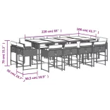13 részes szürke polyrattan kerti étkezőgarnitúra párnákkal