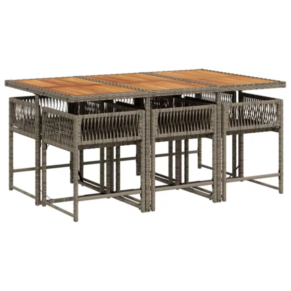 7 részes szürke polyrattan kerti étkezőgarnitúra párnával