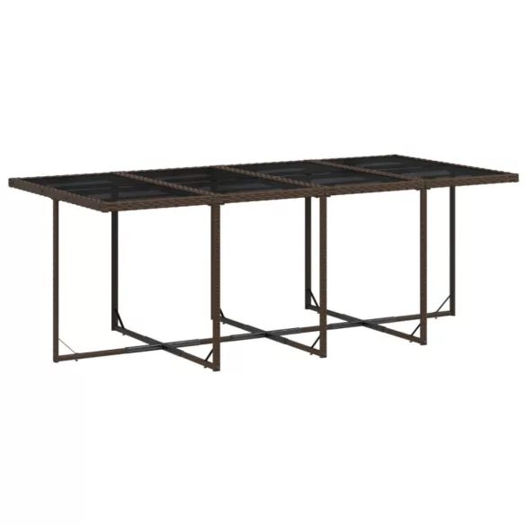 9 részes barna polyrattan kerti étkezőgarnitúra párnákkal