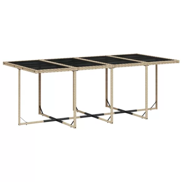 9 részes bézs polyrattan kerti étkezőgarnitúra párnákkal