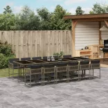 13 részes szürke polyrattan kerti ülőgarnitúra párnákkal