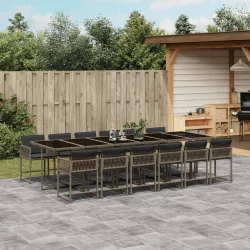   13 részes szürke polyrattan kerti ülőgarnitúra párnákkal