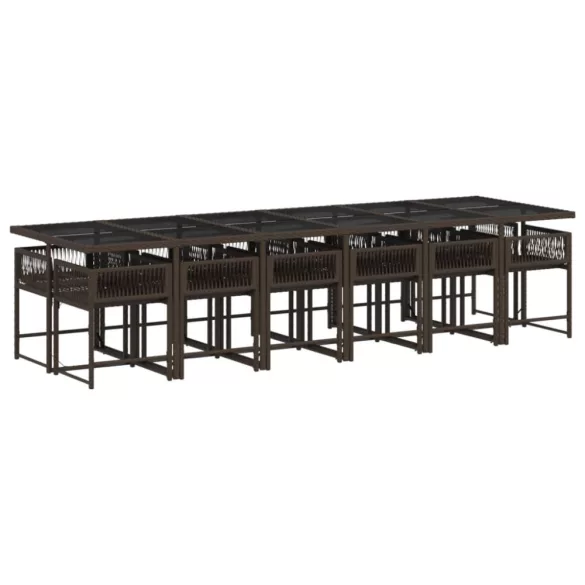 13 részes barna polyrattan kerti ülőgarnitúra párnákkal