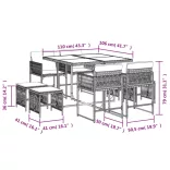 9 részes bézs polyrattan kerti étkezőgarnitúra párnákkal