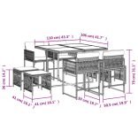 9 részes szürke polyrattan kerti étkezőgarnitúra párnával