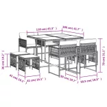 9 részes bézs polyrattan kerti étkezőgarnitúra párnákkal