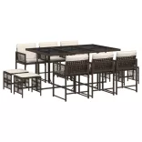 11 részes barna polyrattan kerti ülőgarnitúra párnákkal