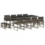 13 részes szürke polyrattan kerti ülőgarnitúra párnákkal