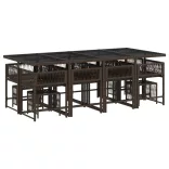 13 részes barna polyrattan kerti ülőgarnitúra párnákkal