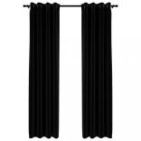 2 db fekete, vászonhatású sötétítőfüggöny fűzőkarikával 140 x 225 cm
