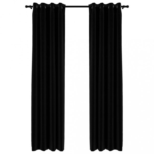 2 db fekete, vászonhatású sötétítőfüggöny fűzőkarikával 140 x 225 cm