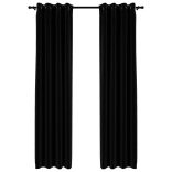 2 db fekete, vászonhatású sötétítőfüggöny fűzőkarikával 140 x 245 cm