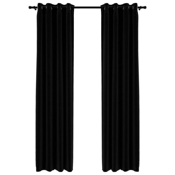 2 db fekete, vászonhatású sötétítőfüggöny fűzőkarikával 140 x 245 cm