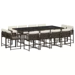 13 részes barna polyrattan kerti ülőgarnitúra párnákkal