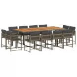 13 részes szürke polyrattan kerti ülőgarnitúra párnákkal
