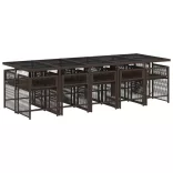 11 részes barna polyrattan kerti ülőgarnitúra párnákkal