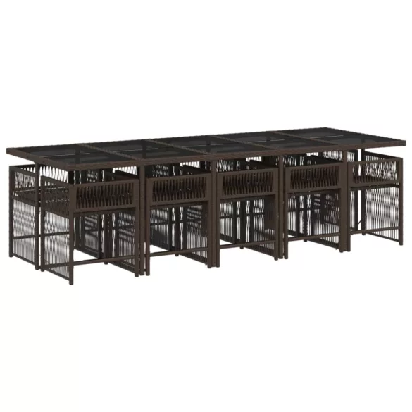 11 részes barna polyrattan kerti ülőgarnitúra párnákkal