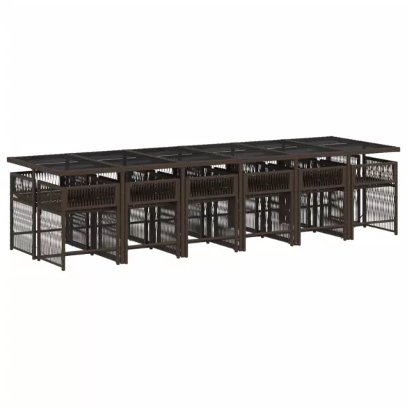 13 részes barna polyrattan kerti ülőgarnitúra párnákkal