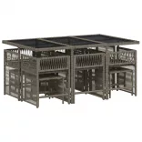 11 részes szürke polyrattan kerti ülőgarnitúra párnákkal