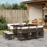 11 részes barna polyrattan kerti ülőgarnitúra párnákkal