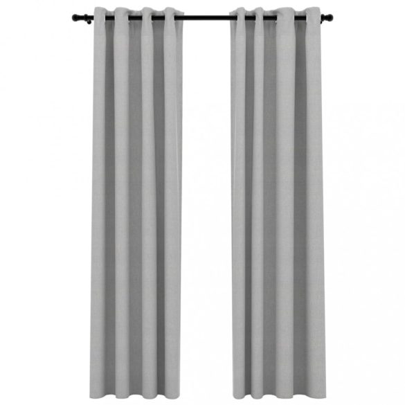 2 db szürke, vászonhatású sötétítőfüggöny fűzőkarikával 140 x 225 cm