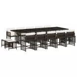 15 részes barna polyrattan kerti ülőgarnitúra párnákkal