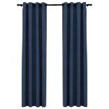 2 db kék vászonhatású sötétítőfüggöny fűzőkarikával 140x225 cm