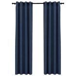 2 db kék vászonhatású sötétítőfüggöny fűzőkarikával 140x245 cm