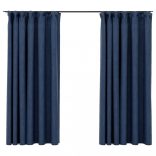 2 db kék vászonhatású sötétítőfüggöny kampókkal 140 x 175 cm