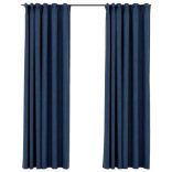 2 db kék vászonhatású sötétítőfüggöny kampókkal 140 x 225 cm