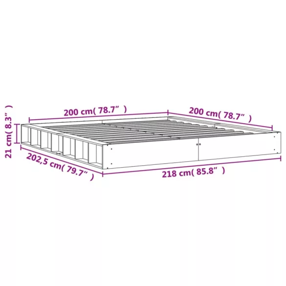 viaszbarna tömör fenyőfa ágy matrac nélkül 200 x 200 cm