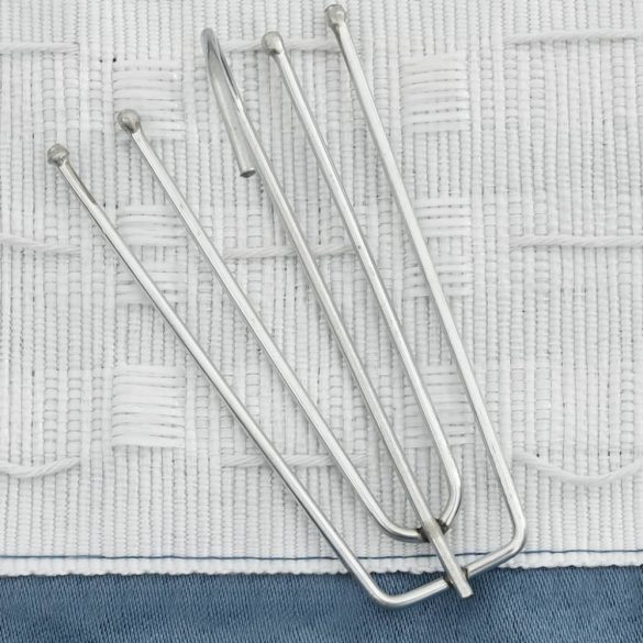 2 db kék vászonhatású sötétítőfüggöny kampókkal 290 x 245 cm