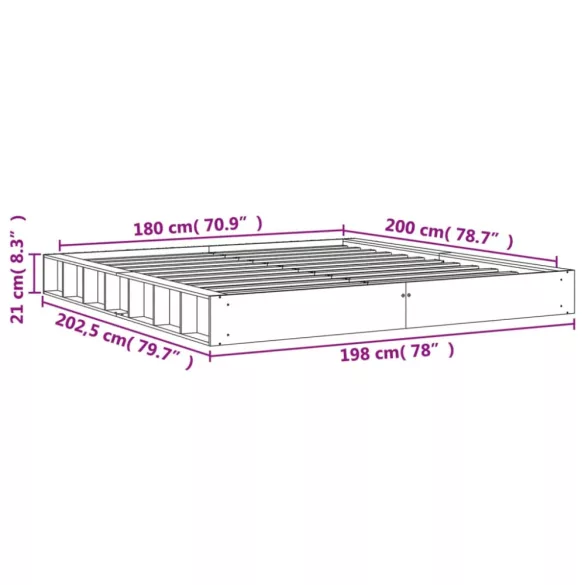 viaszbarna tömör fenyőfa ágy matrac nélkül 180 x 200 cm
