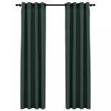 2 db zöld, vászonhatású sötétítőfüggöny fűzőkarikával 140 x 225 cm