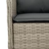 7 részes világosszürke polyrattan kerti étkezőszett párnával