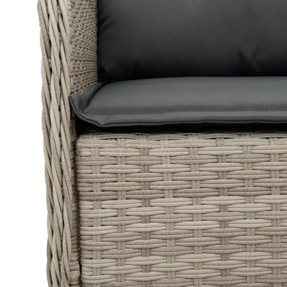 7 részes világosszürke polyrattan kerti étkezőszett párnával