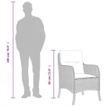 7 részes fekete polyrattan kerti étkezőgarnitúra párnával