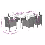 7 részes szürke polyrattan kerti étkezőgarnitúra párnával