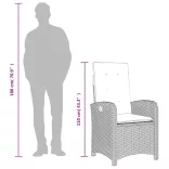 7 részes fekete polyrattan kerti étkezőgarnitúra párnával