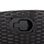 9 részes fekete polyrattan kerti étkezőgarnitúra párnákkal