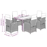 7 részes szürke polyrattan kerti étkezőgarnitúra párnával