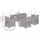 7 részes szürke polyrattan kerti étkezőgarnitúra párnával