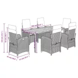 7 részes szürke polyrattan kerti étkezőgarnitúra párnával