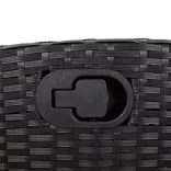 7 részes fekete polyrattan kerti étkezőgarnitúra párnával