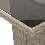 7 részes világosszürke polyrattan kerti étkezőszett párnával