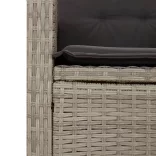 7 részes világosszürke polyrattan kerti étkezőszett párnával