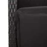 7 részes fekete polyrattan kerti étkezőgarnitúra párnával