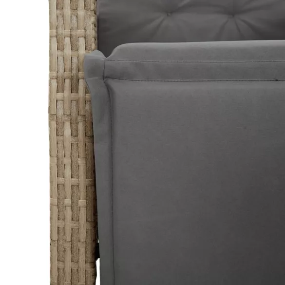 7 részes bézs polyrattan kerti étkezőgarnitúra párnákkal
