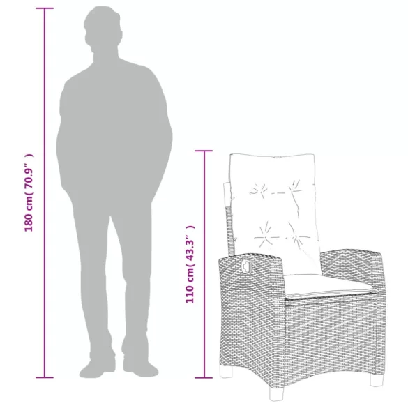 9 részes barna polyrattan kerti étkezőgarnitúra párnákkal