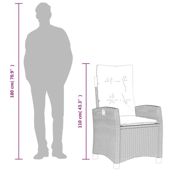 9 részes szürke polyrattan kerti étkezőgarnitúra párnával